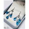 Image 2 : 20) 14KT GOLD BLUE TOPAZ & SAPPHIRE EARRINGS