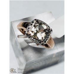 22) STERLING SILVER MORGANITE RING