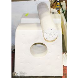 CERAMIC WOOD AND GLASS END TABLE