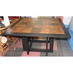 WOOD AND TILE TOP TABLE. FURNITURE