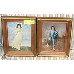 ESTATE PAIR OF FRAMED BLUE BOY AND PINK GIRL PICS