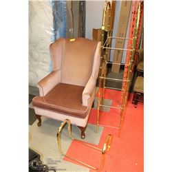 DUSTY ROSE WING BACK PARLOUR CHAIR SOLD WITH