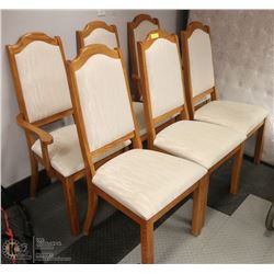 LOT OF 6 OAK FRAMED DINING CHAIRS - 2 ARE CAPTAINS