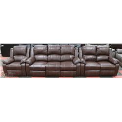 NEW MUNICH BROWN LEATHERETTE RECLINING 75" SOFA,