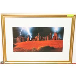 STORM OVER RED SAND DESERT PICTURE IN FRAME 30X23