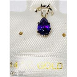 32) 14KT GOLD AMETHYST PENDANT