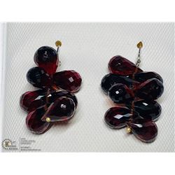 33) 14KT GOLD GARNET EARRINGS