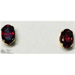 43) 18KT GOLD GARNET EARRINGS