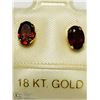 Image 2 : 43) 18KT GOLD GARNET EARRINGS