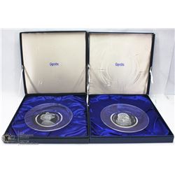 LEONARDO DA VINCI CARVED GLASS PLATE SIGNED AND