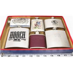 FLAT OF 6 LIQUEUR POCKET FLASKS.