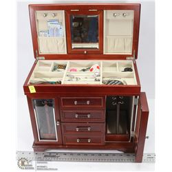 JEWELRY CABINET 15"X8"X12" HIGH WITH SOME JEWELRY