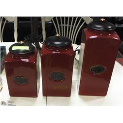 3PC PIER 1 RED CANNISTER SET