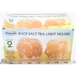 SET OF  2 ROCK SALT TEA LIGHT HOLDERS NEW IN BOX