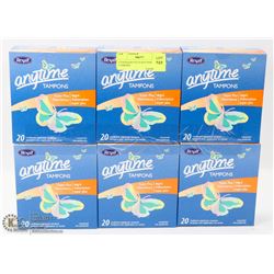 6 PACKAGES OF 20 ANYTIME TAMPONS