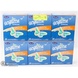 6 PACKAGES OF 20 ANYTIME TAMPONS
