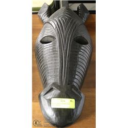 WOOD CARVED ZEBRA FACE WALL-MOUNT