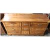 Image 1 : OAK 9 DRAWER DRESSER 57"Wx18"Dx30"H