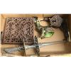 Image 1 : FLAT W/ 5 ANTIQUE CAST IRON ITEMS - 2 POT HOLDERS