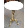 Image 1 : VINTAGE 3 FOOTED BRASS & MARBLE SIDE TABLE -