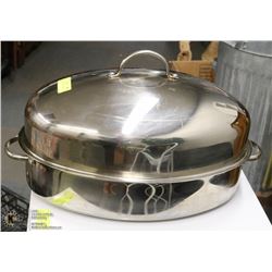 LARGE STAINLESS STEEL ROASTER WITH LID