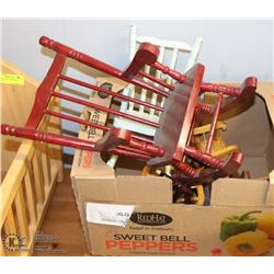 BOX OF MINIATURE WOOD CHAIRS