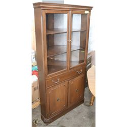 ESTATE WOOD AND GLASS CORNER CHINA CABINET