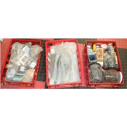 3 RED STACKABLE PLASTIC FLATS FULL OF