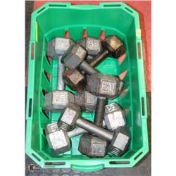 TOTE W/ 4 -15LB & 3 -10 LB WEIGHTS. SPORTS