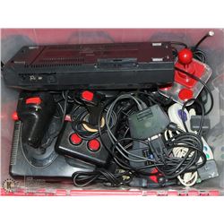 TOTE OF ASSORTED VIDEO GAME CONSOLES & CONTROLS