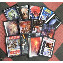 LOT OF 13 FRAMED STARWARS PICTURES.