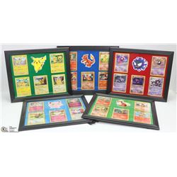 LOT OF 5 FRAMED POKEMON CARD PICTURES.
