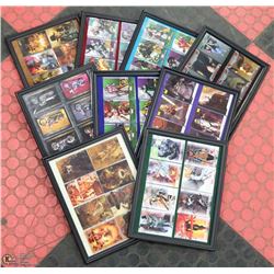 LOT OF 9 FRAMED TRADING CARD PICTURES INCL MARVEL