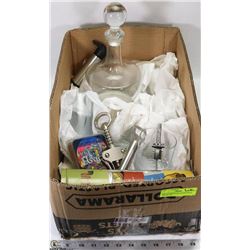 BOX W/LIQUOR DECANTER WITH 5-GLASS SET