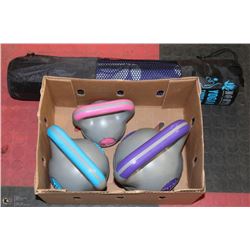 BOX OF TONE FITNESS - 10LB, 15LB, 5LBS WITH YOGA