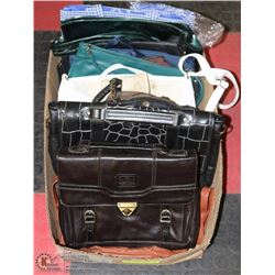 BOX W/16 PURSES (SOME LEATHER) -