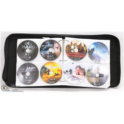 BLACK LEATHER DVD CARRY CASE FULL OF DVD