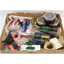 LARGE FLAT OF TOOLS & HARDWARE INCL.