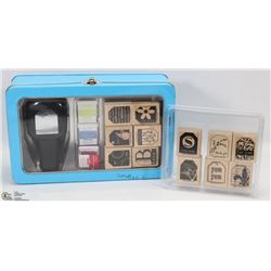BOX W/SCRAPBOOKING STAMP SET & STAMPS -