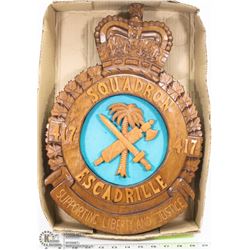 417 SQUADRON CARVED WOOD PIECE