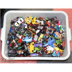 BIN OF ASSORTED HOT WHEEL TYPE TOYS