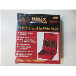 New 25 piece Brad Point Drill Bit set for Woodworking / comes with Metal