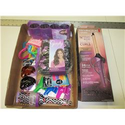Flat of Goody Hair Products & New Remington curling iron