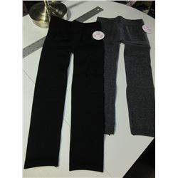 2 New Pair of girls Fleece Leggings size 10 / 12 / 1 grey 1 black