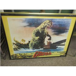 GodZilla Movie Poster framed great for Theater room 36 x 26