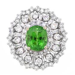 18KT White Gold 3.50ct GIA Cert Tsavorite and Diamond Ring