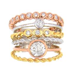 14KT Tri Color Gold 1.28ctw Diamond Ring