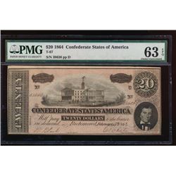 1864 $20 Confederate States of America Note PMG 63EPQ