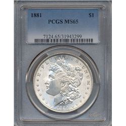 1881 $1 Morgan Silver Dollar Coin PCGS MS65