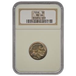 1919 Buffalo Nickel Coin NGC MS64